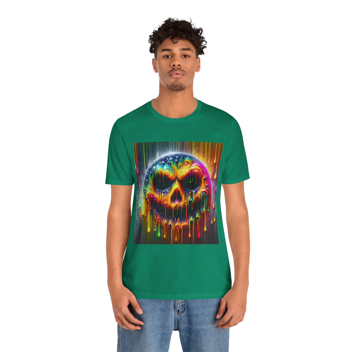 Psychedelic Skull Tee, Edgy Streetwear, Trendy Casual Wear