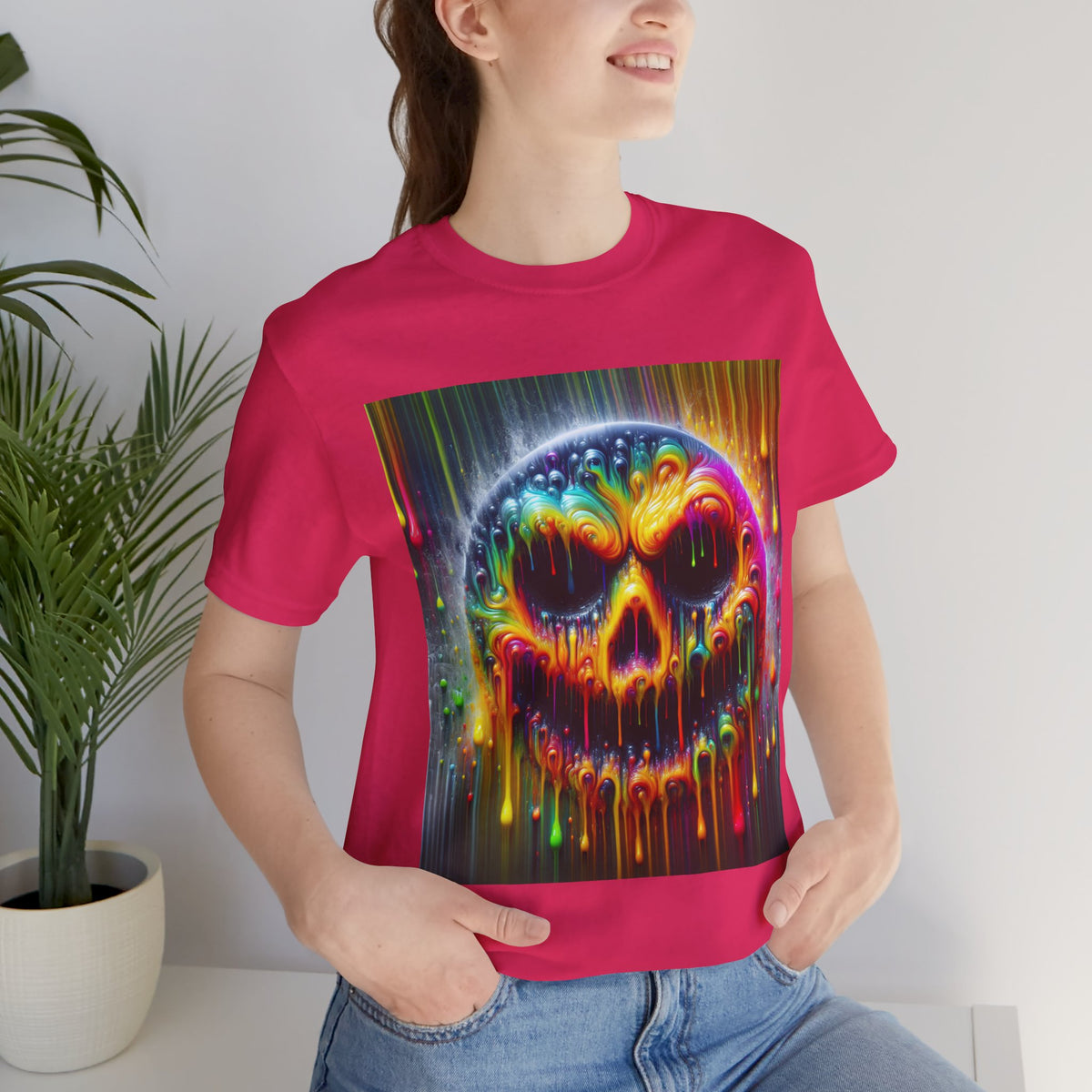 Psychedelic Skull Tee, Edgy Streetwear, Trendy Casual Wear