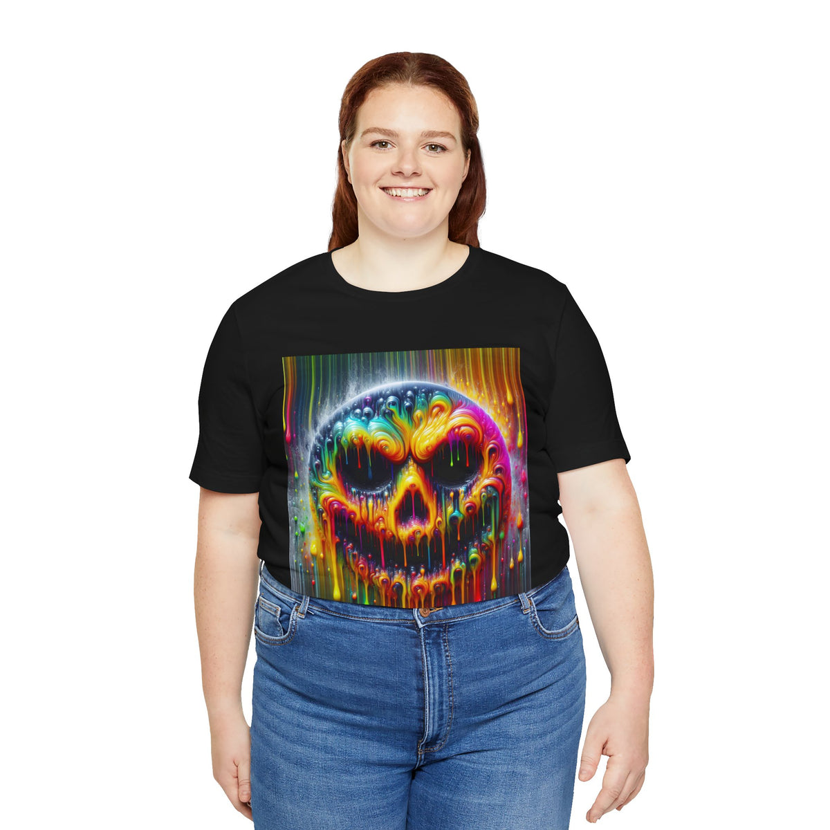 Psychedelic Skull Tee, Edgy Streetwear, Trendy Casual Wear