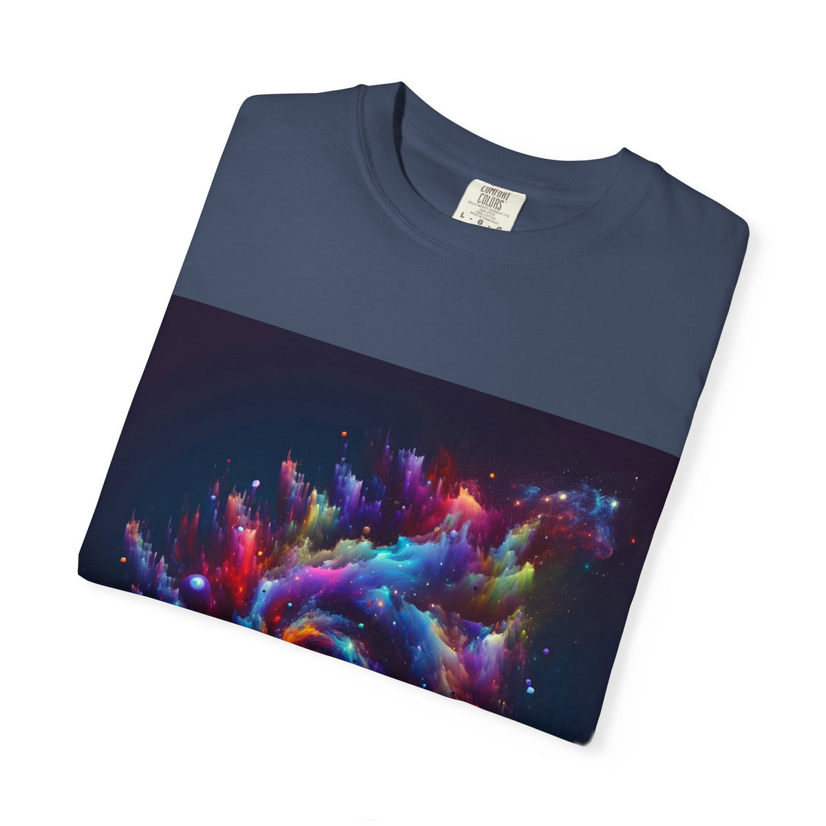 Cosmic Swirl Garment-Dyed T-Shirt – Vibrant Space Design for Sci-Fi Lovers