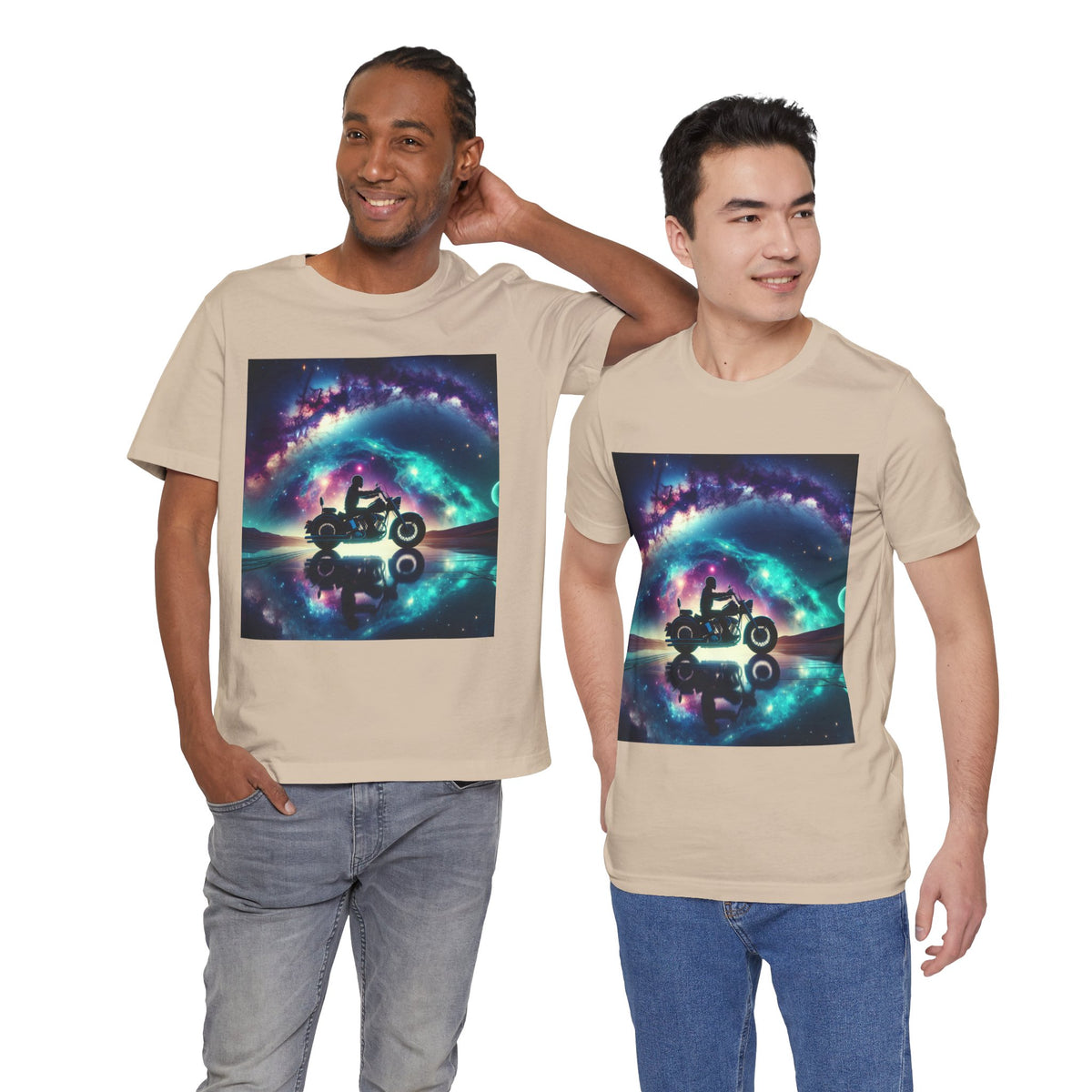 Galactic Biker Tee: Cosmic Shirt, Trendy Apparel