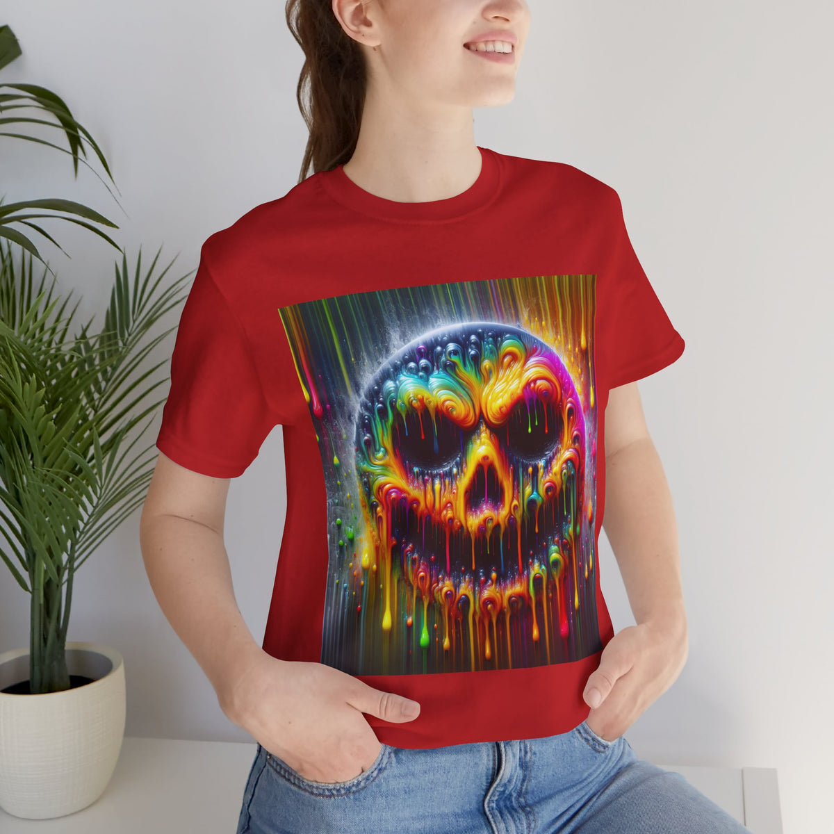 Psychedelic Skull Tee, Edgy Streetwear, Trendy Casual Wear