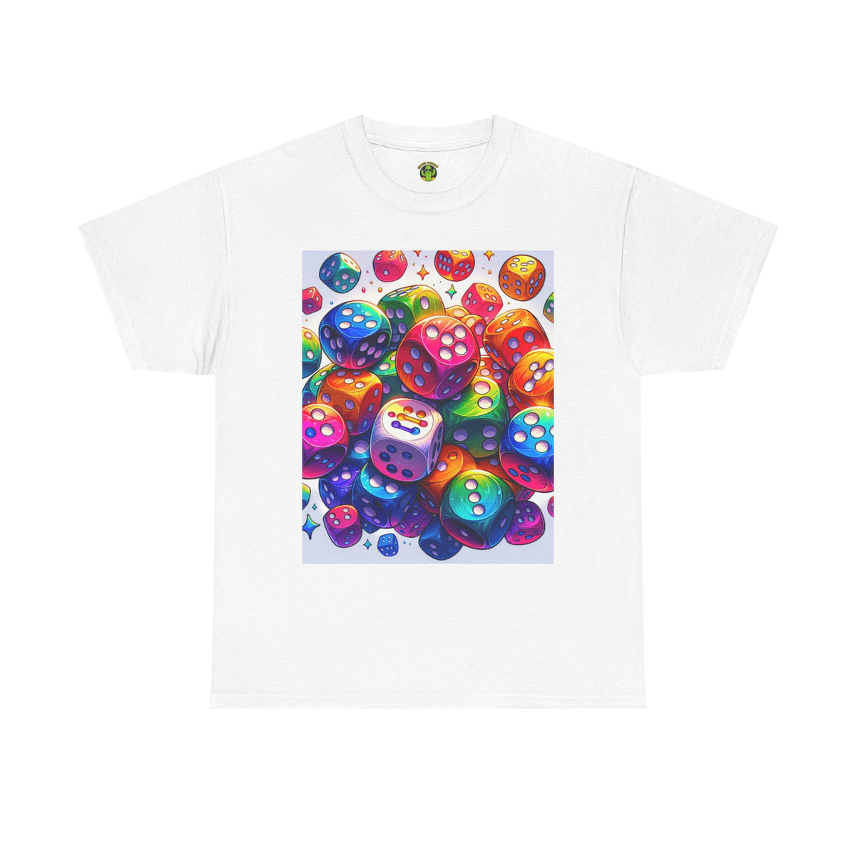 Colorful Dice Heavy Cotton Tee - Fun Gaming Tee for Casual Wear