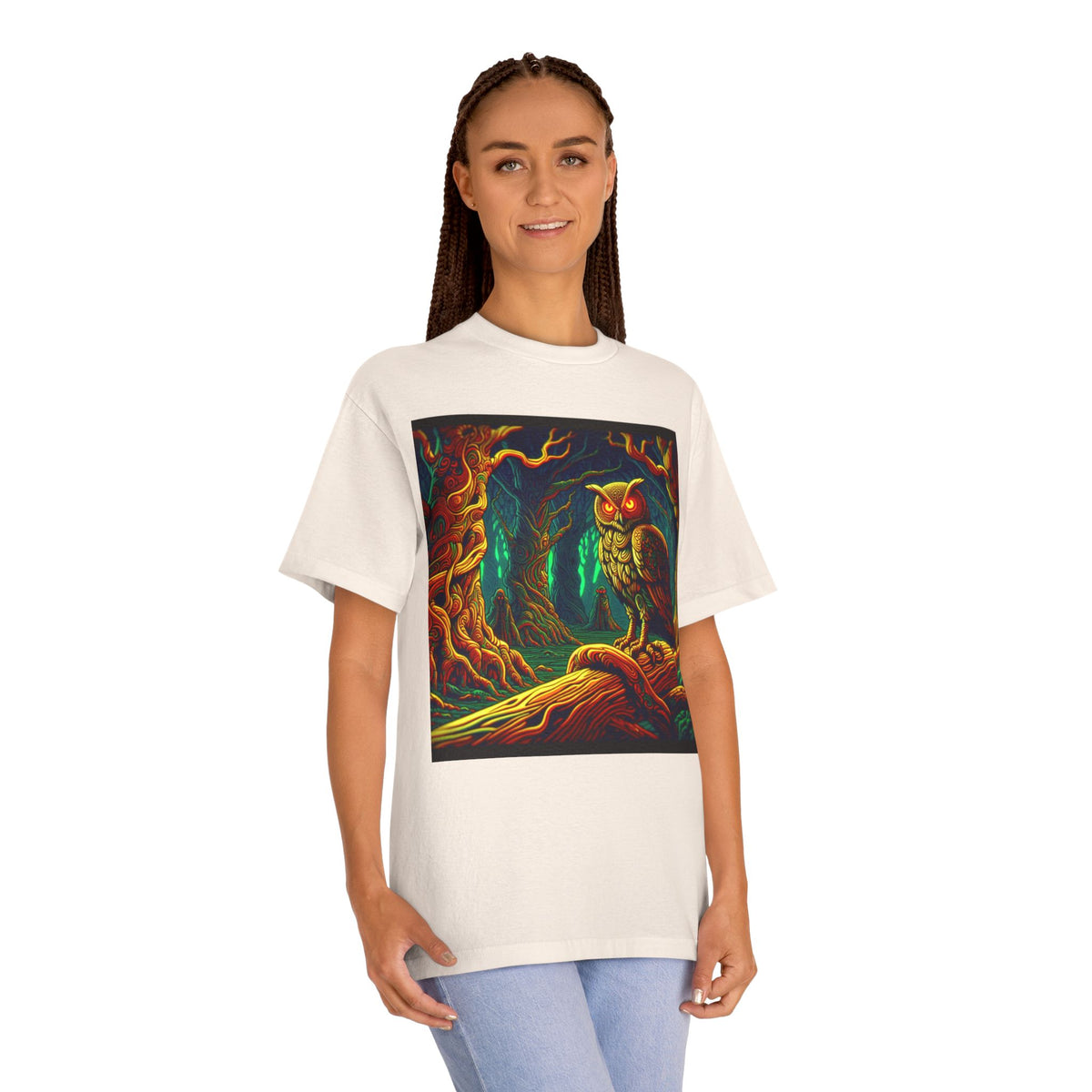Vibrant Owl Tee - Artful Forest Design