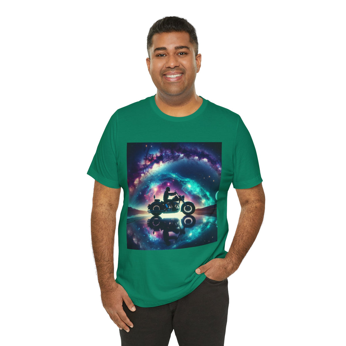 Galactic Biker Tee: Cosmic Shirt, Trendy Apparel