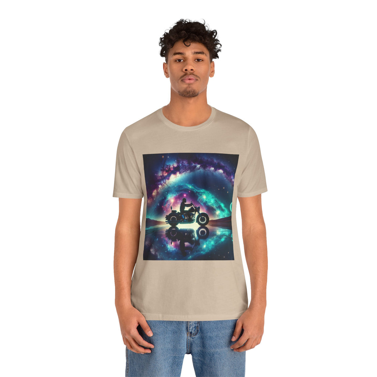 Galactic Biker Tee: Cosmic Shirt, Trendy Apparel