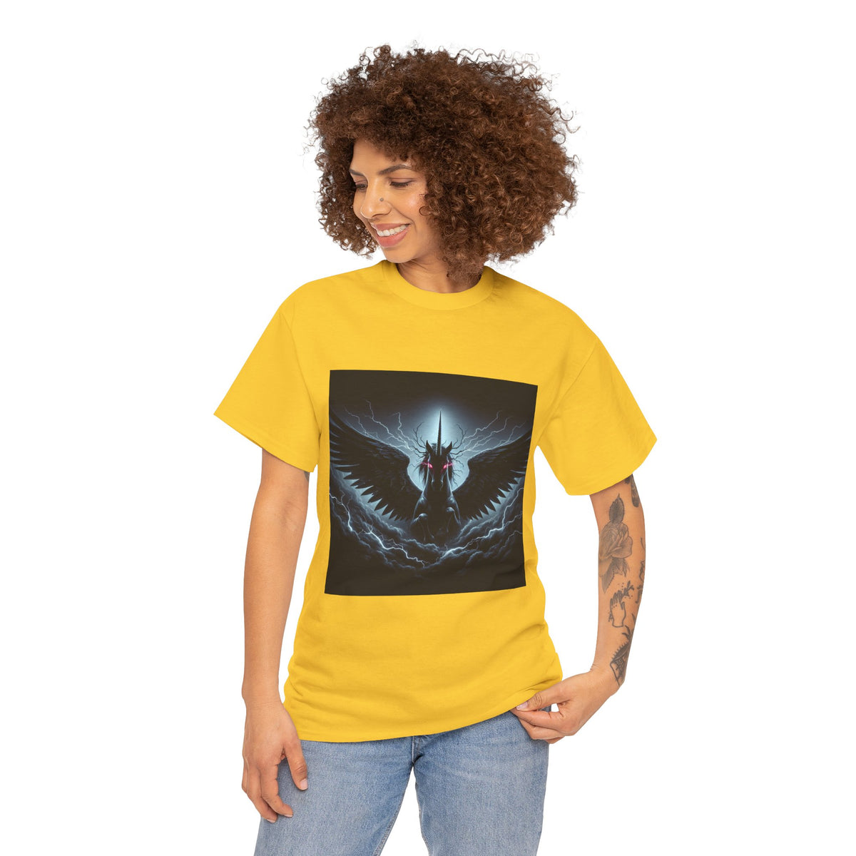 Dark Fantasy Heavy Cotton Tee with Pegasus Design