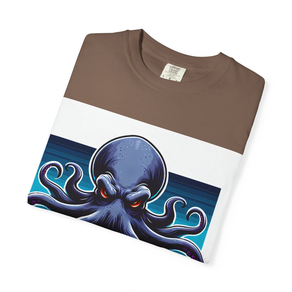 Ocean-Inspired Unisex Garment-Dyed T-Shirt with Octopus Design