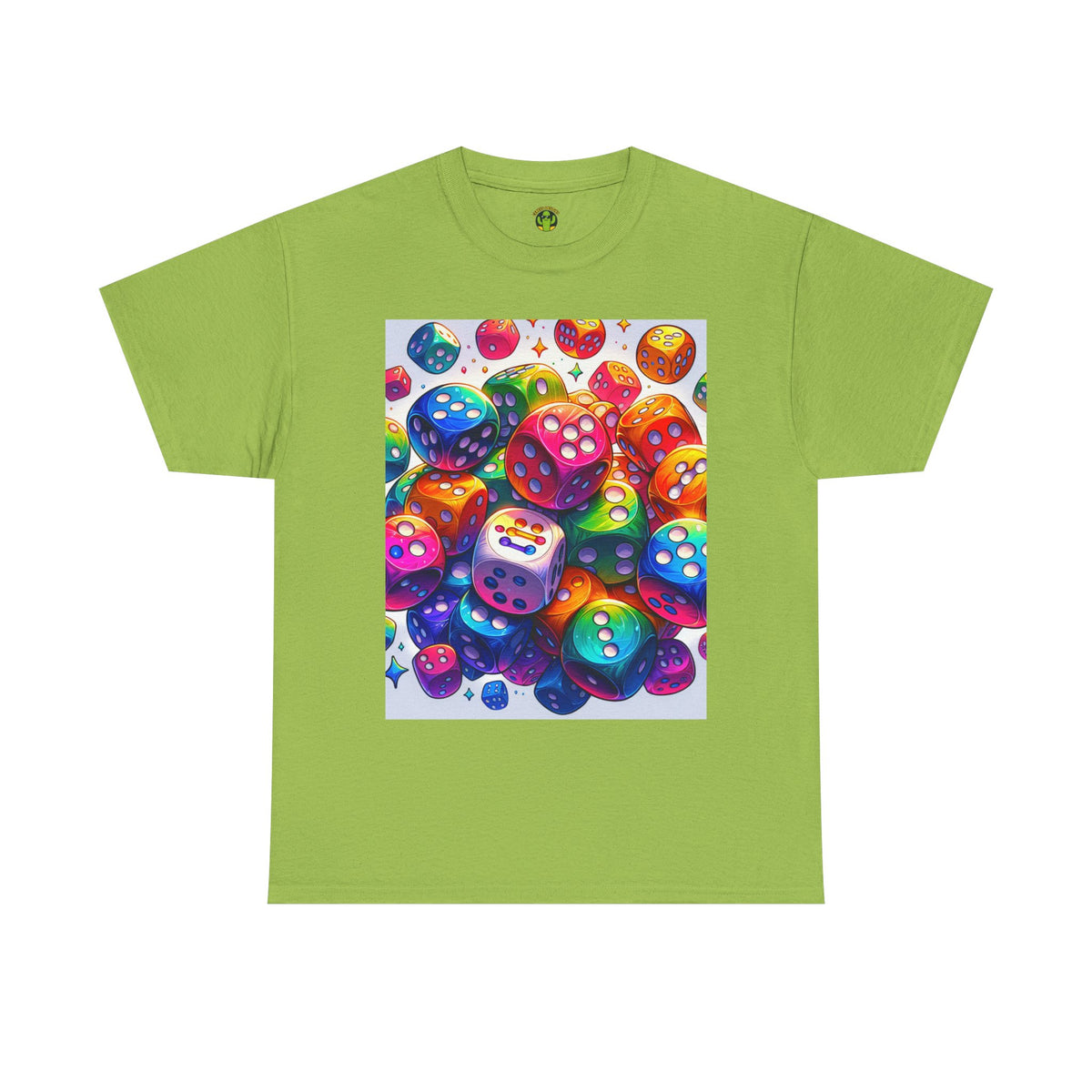 Colorful Dice Heavy Cotton Tee - Fun Gaming Tee for Casual Wear