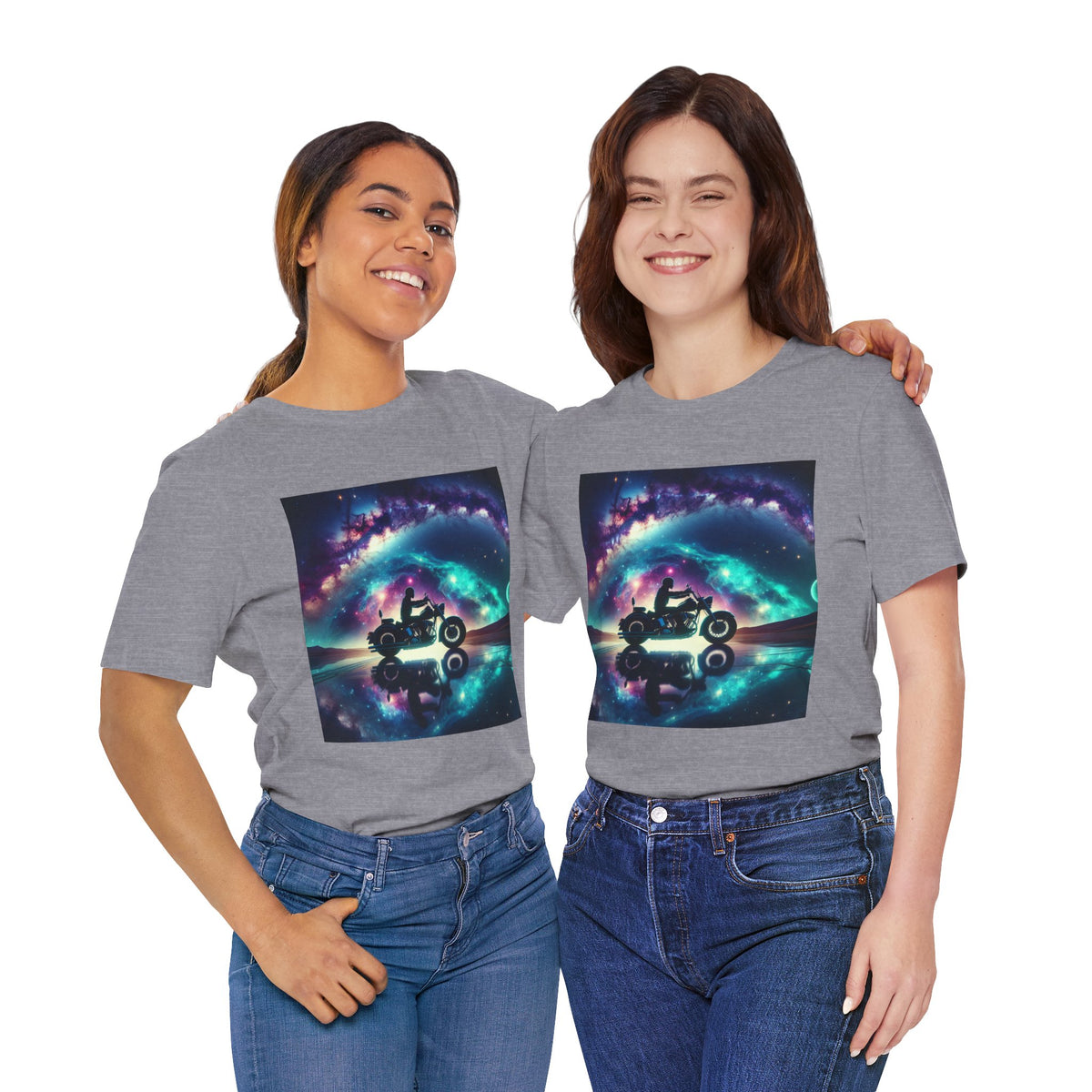 Galactic Biker Tee: Cosmic Shirt, Trendy Apparel