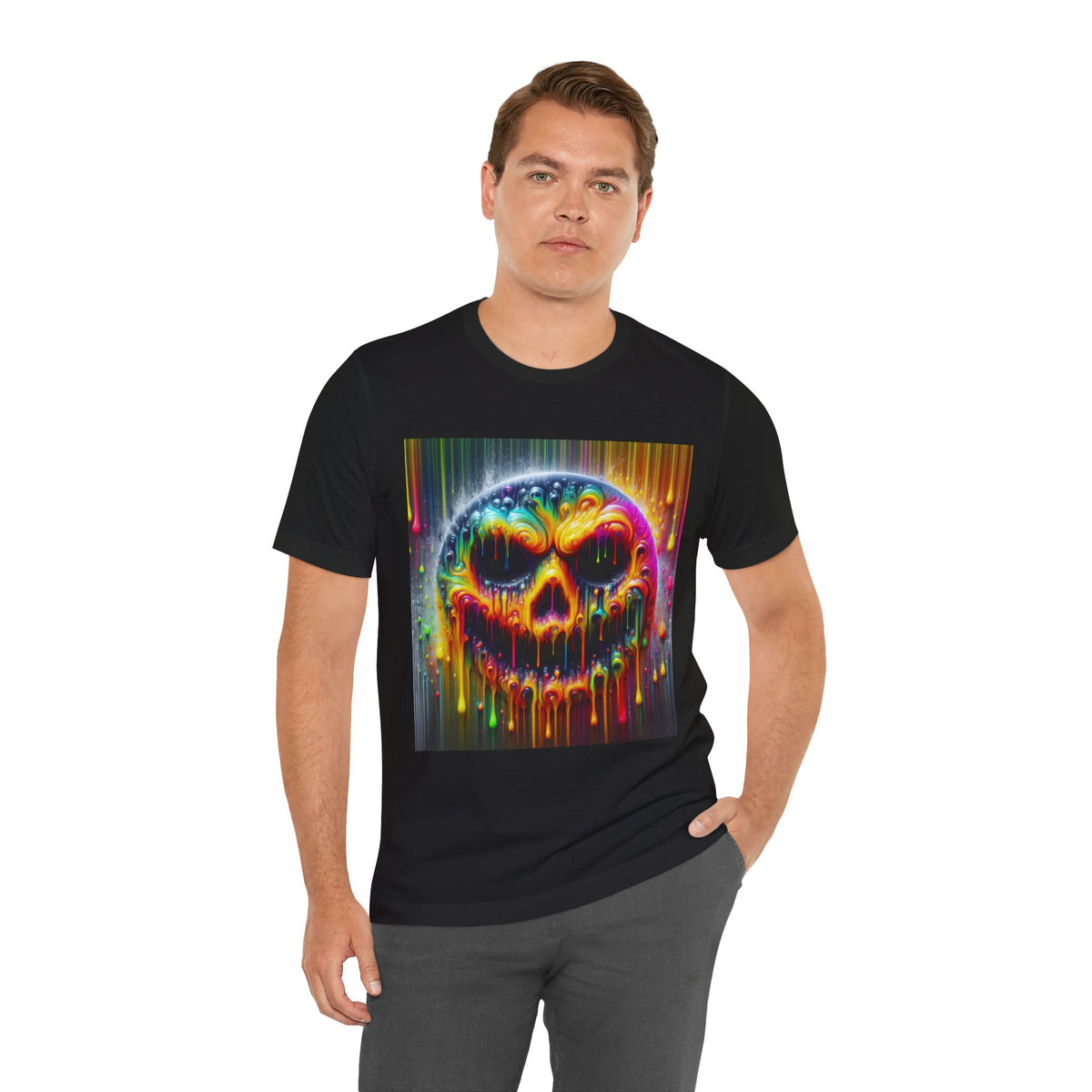 Psychedelic Skull Tee, Edgy Streetwear, Trendy Casual Wear