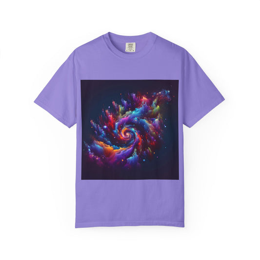 Cosmic Swirl Garment-Dyed T-Shirt – Vibrant Space Design for Sci-Fi Lovers