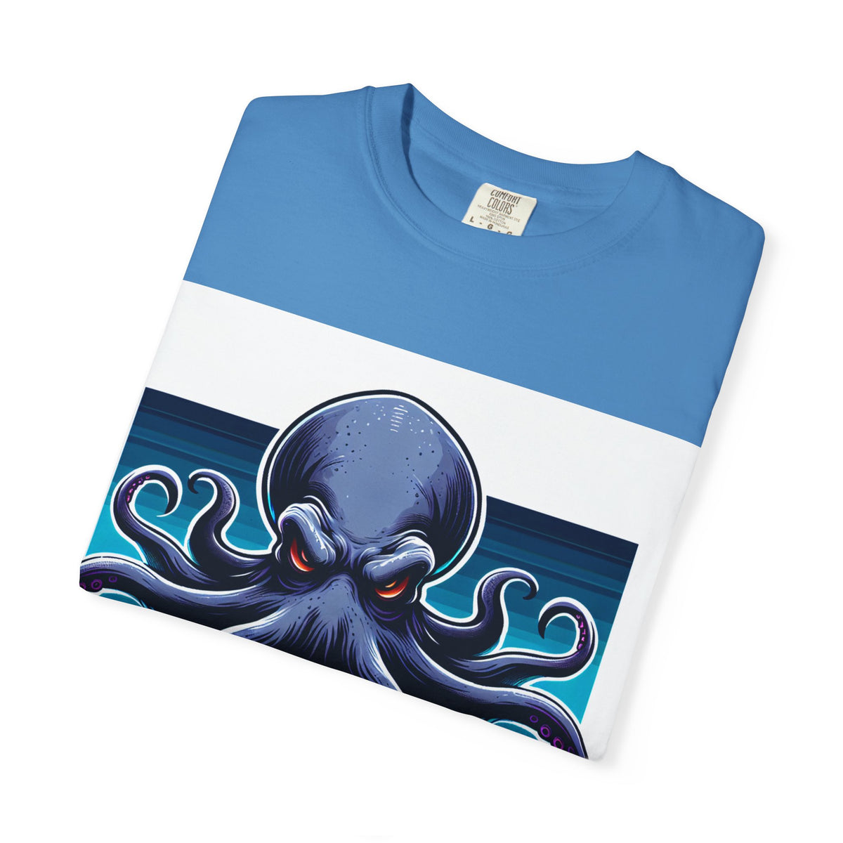 Ocean-Inspired Unisex Garment-Dyed T-Shirt with Octopus Design