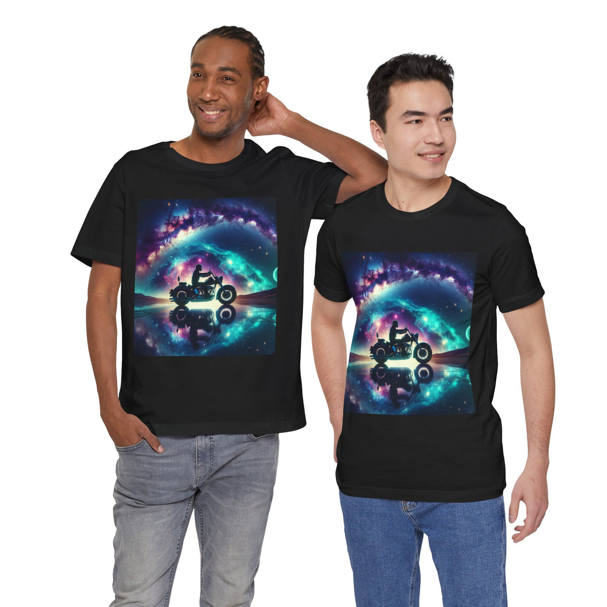 Galactic Biker Tee: Cosmic Shirt, Trendy Apparel