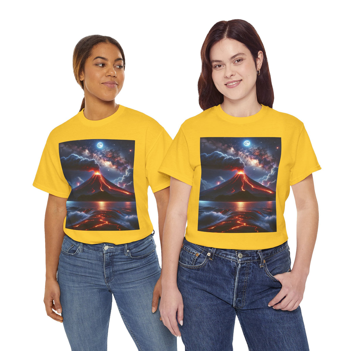 Volcano Sunset Unisex Heavy Cotton Tee - Graphic T-Shirt for Nature Lovers