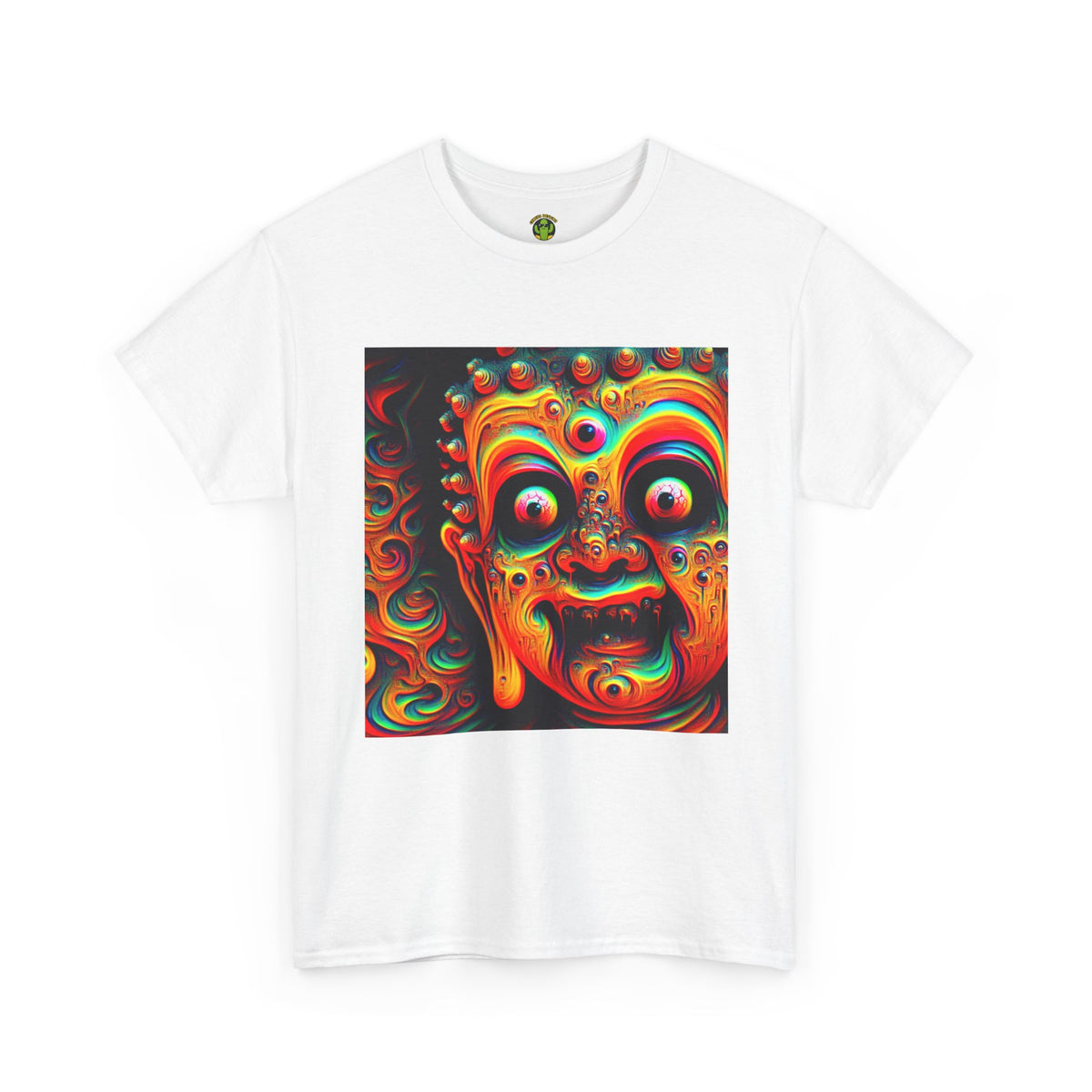 Vibrant Buddha Art Tee, Heavy Cotton T-Shirt, Unique Graphic Tee