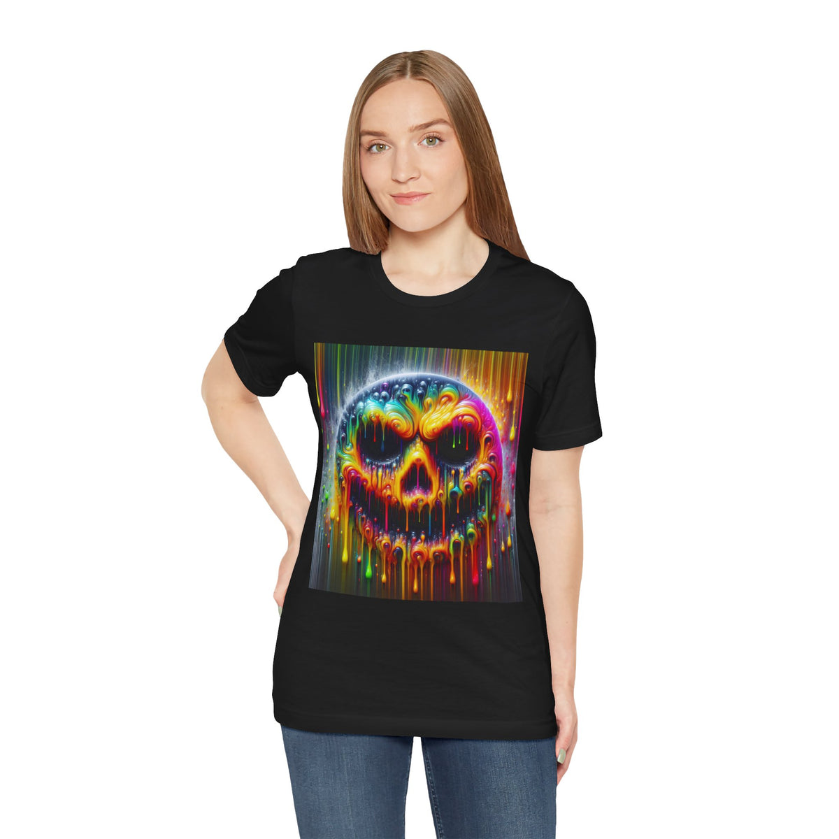 Psychedelic Skull Tee, Edgy Streetwear, Trendy Casual Wear