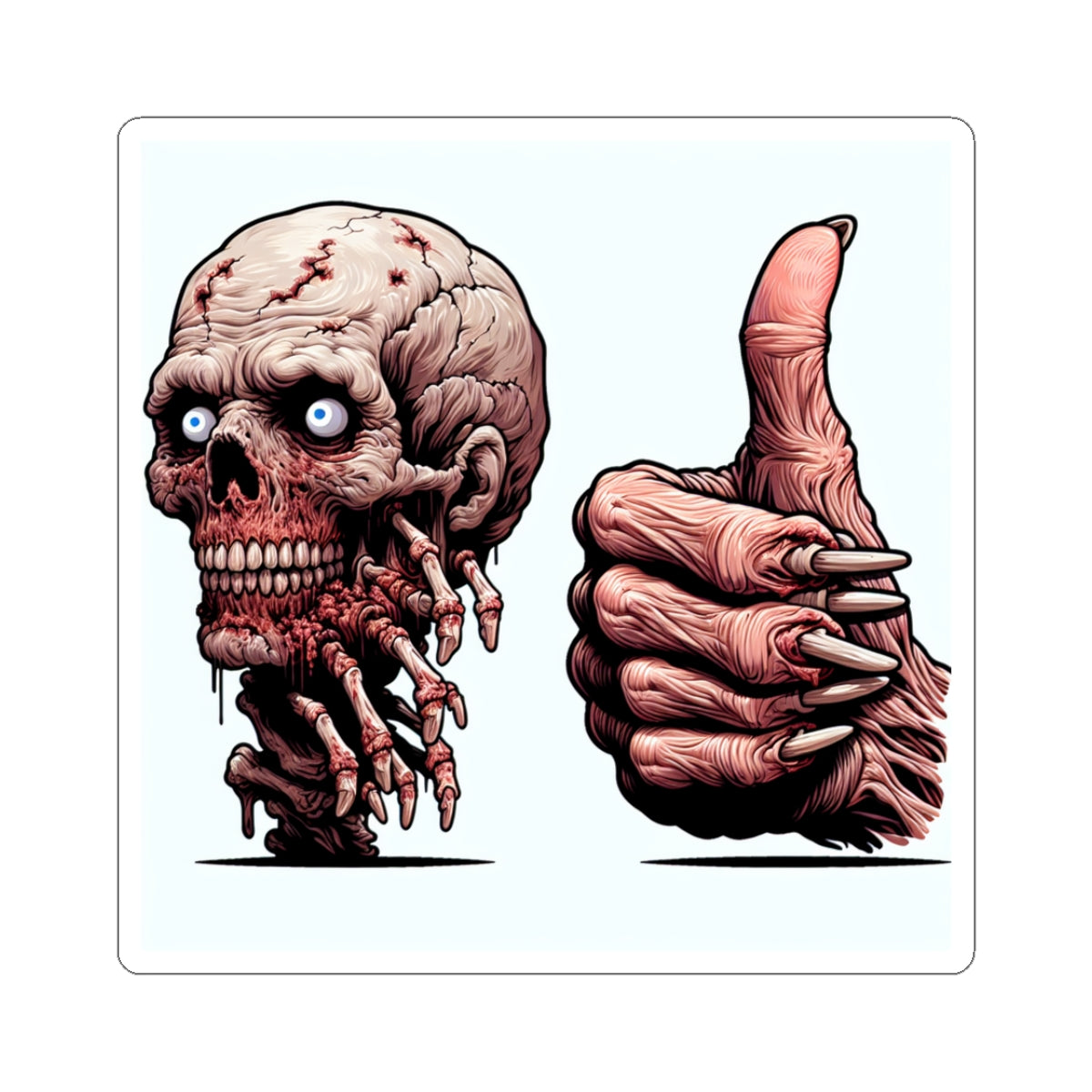 Edgy Zombie Kiss-Cut Stickers | Goth Decor, Halloween Party Favors, Laptop Decals, Alternative Art