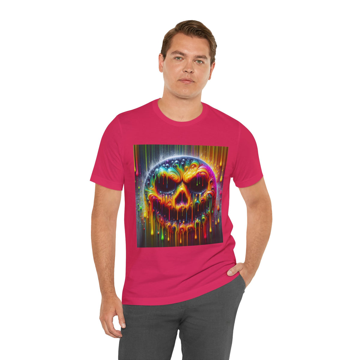 Psychedelic Skull Tee, Edgy Streetwear, Trendy Casual Wear
