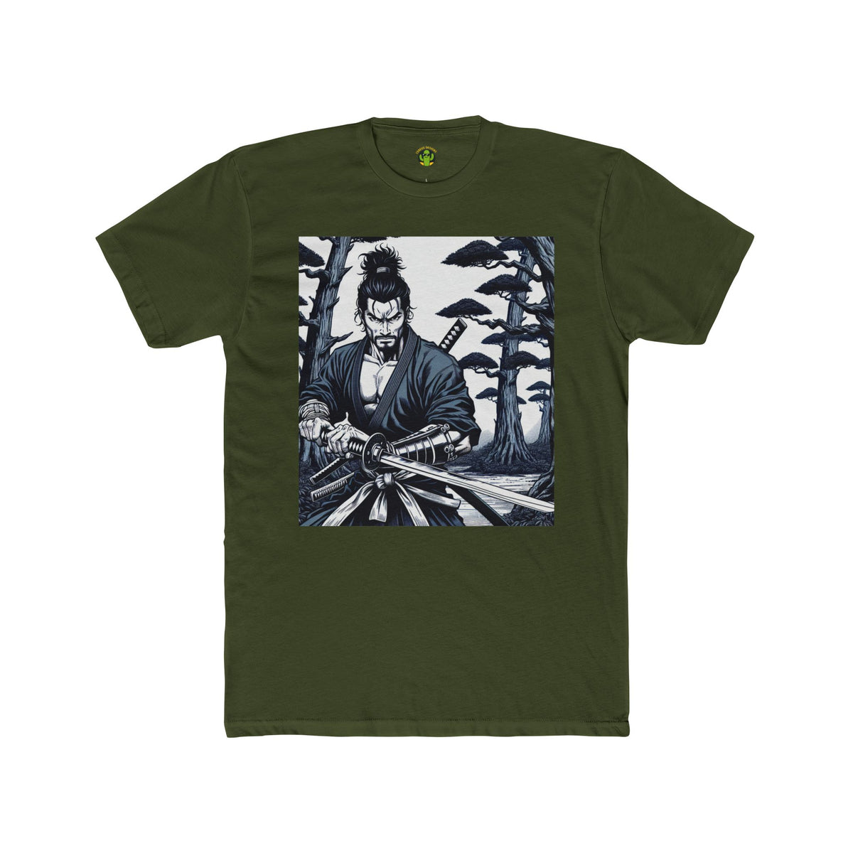 Samurai Graphic Cotton Crew Tee – Perfect for Manga Fans