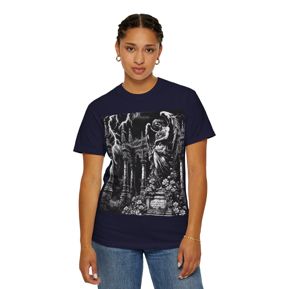 Gothic Angel T-Shirt, Garment-Dyed Tee for Alternative Fashion