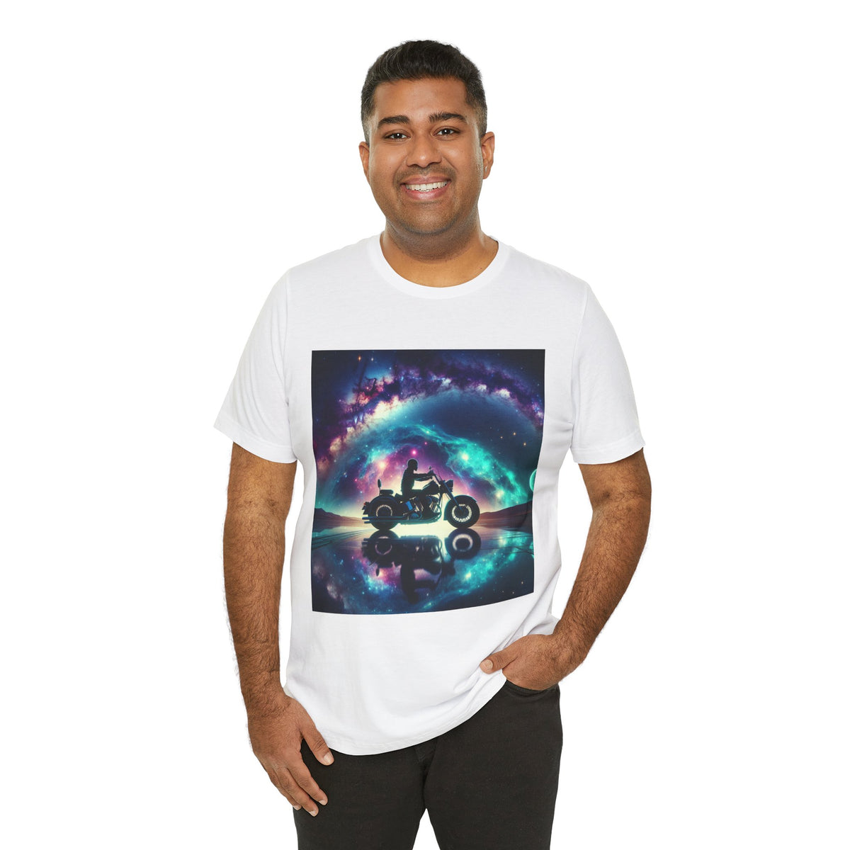 Galactic Biker Tee: Cosmic Shirt, Trendy Apparel