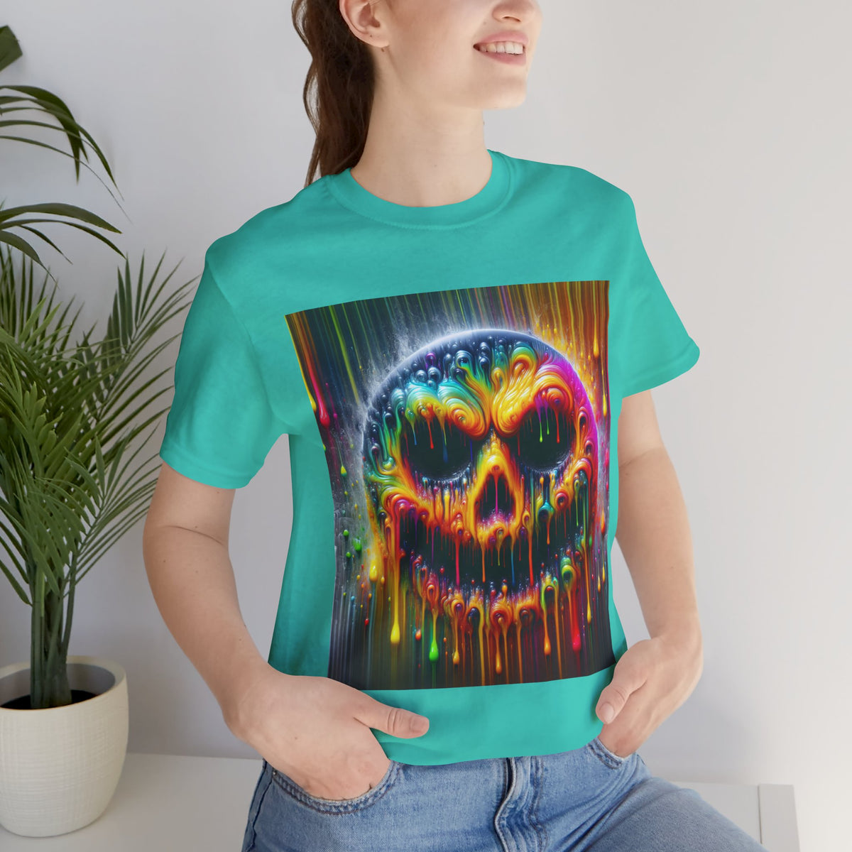 Psychedelic Skull Tee, Edgy Streetwear, Trendy Casual Wear