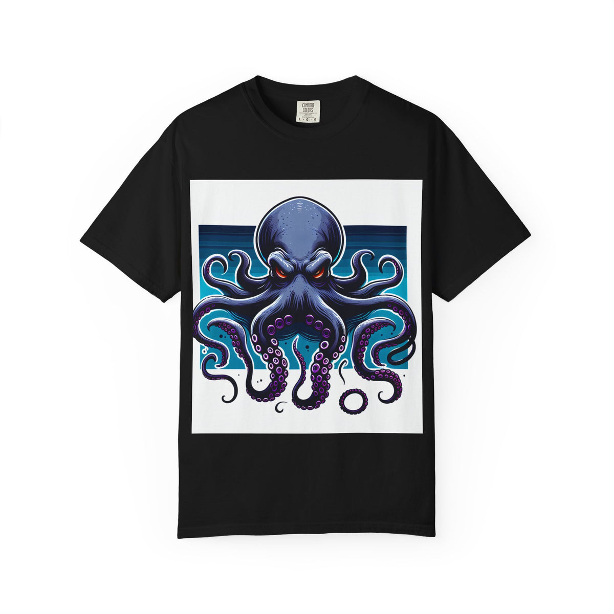 Ocean-Inspired Unisex Garment-Dyed T-Shirt with Octopus Design
