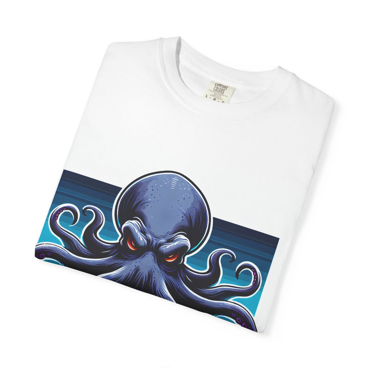 Ocean-Inspired Unisex Garment-Dyed T-Shirt with Octopus Design