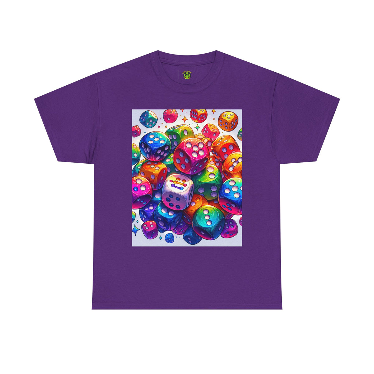 Colorful Dice Heavy Cotton Tee - Fun Gaming Tee for Casual Wear