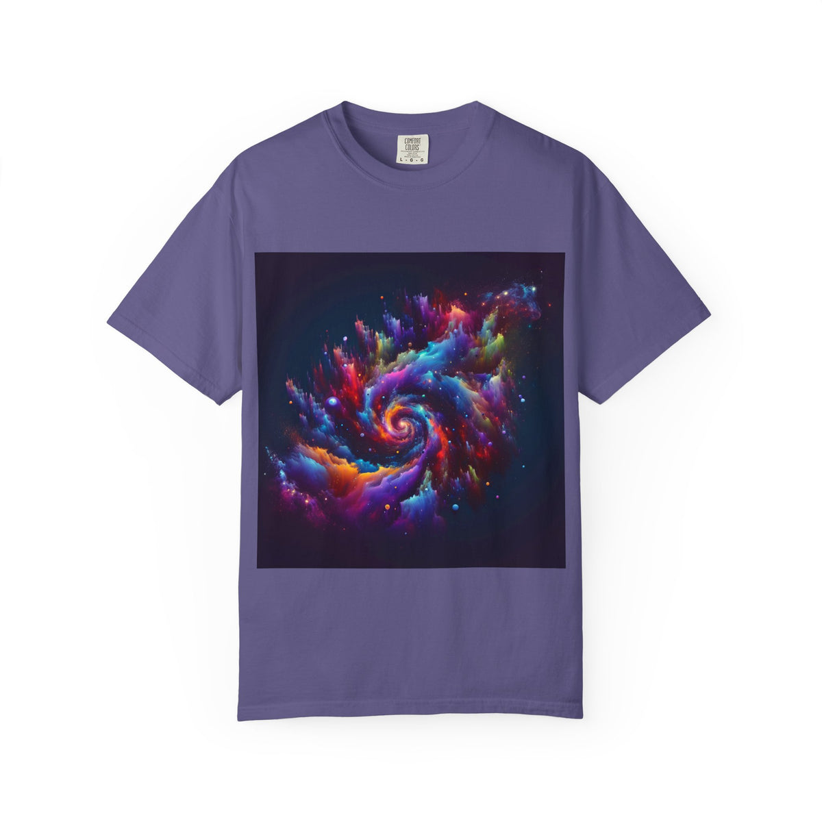Cosmic Swirl Garment-Dyed T-Shirt – Vibrant Space Design for Sci-Fi Lovers