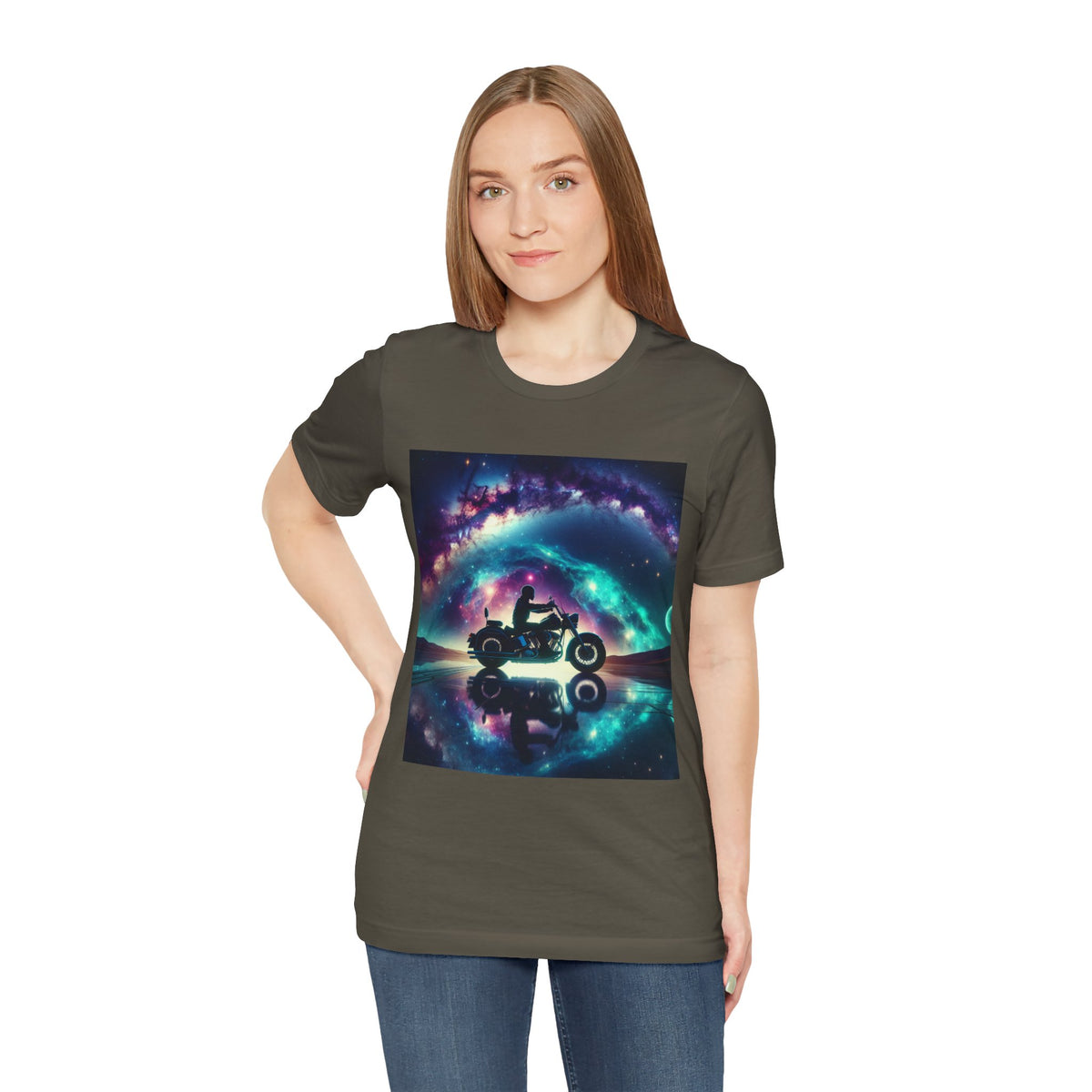 Galactic Biker Tee: Cosmic Shirt, Trendy Apparel