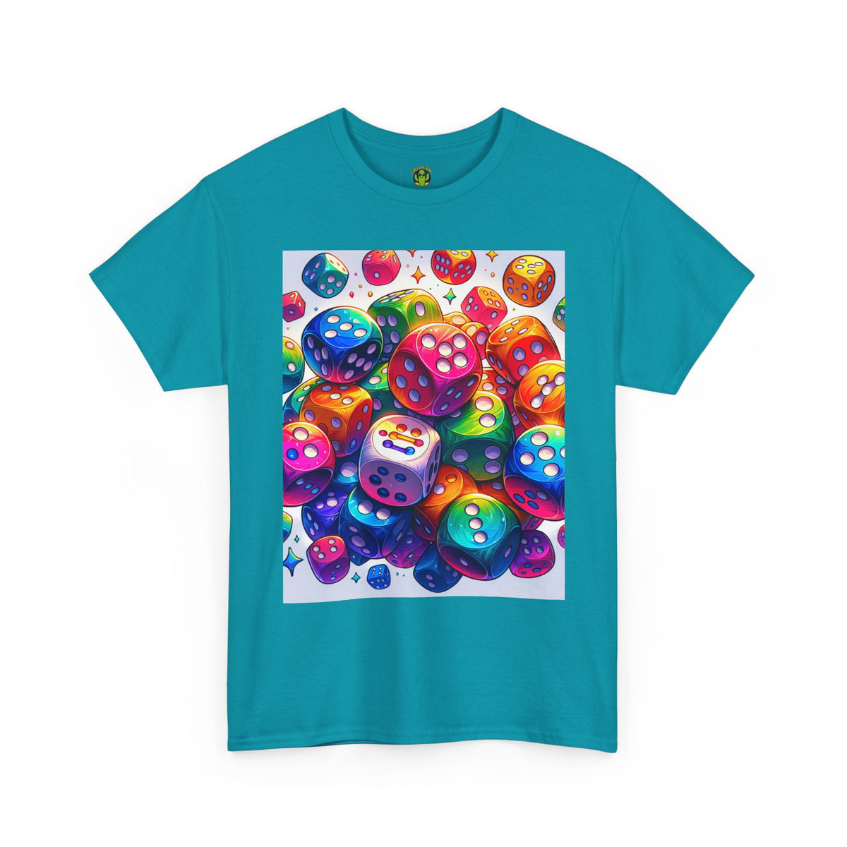 Colorful Dice Heavy Cotton Tee - Fun Gaming Tee for Casual Wear