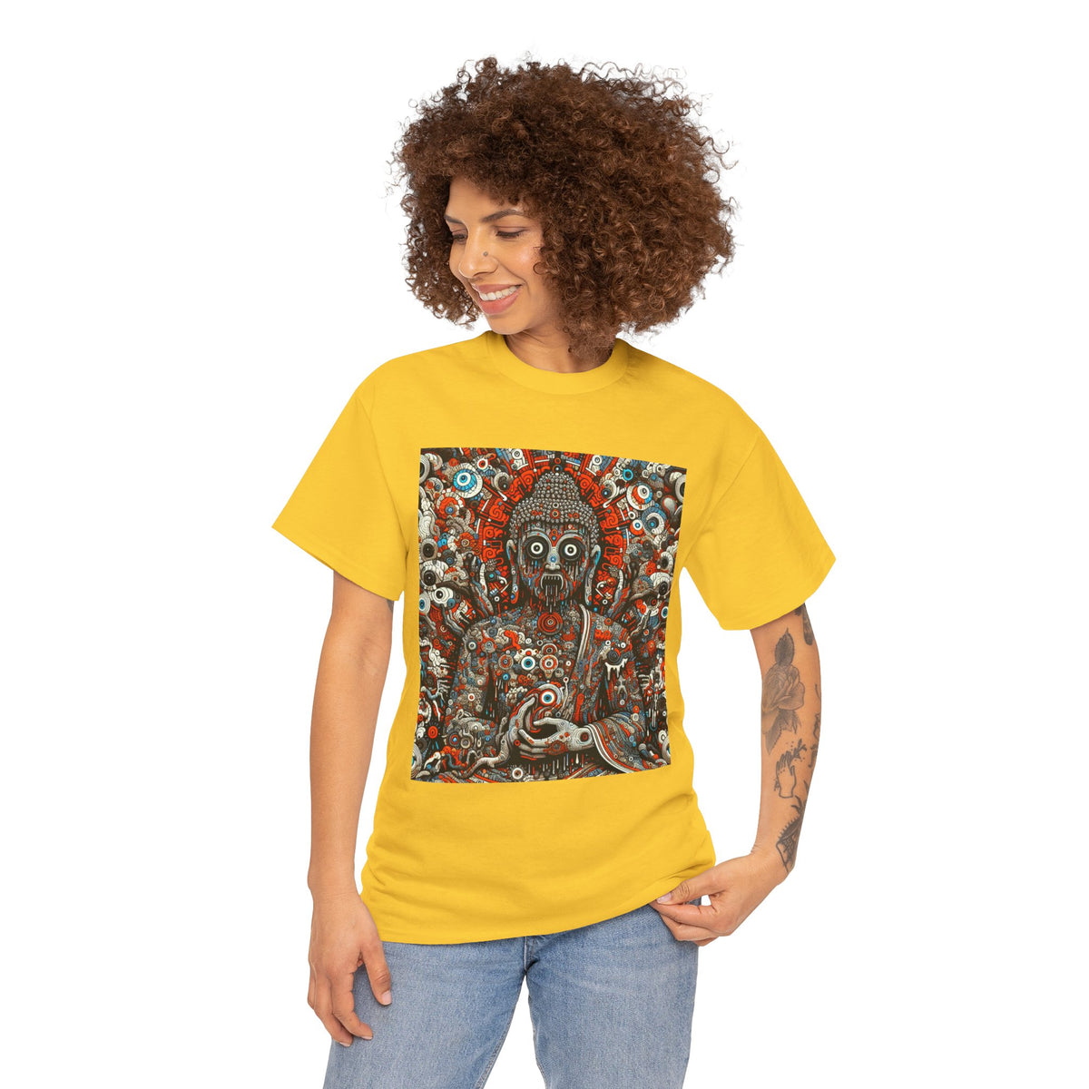 Buddha Art Heavy Cotton Tee - Spiritual, Meditation Shirt, Mindfulness Apparel