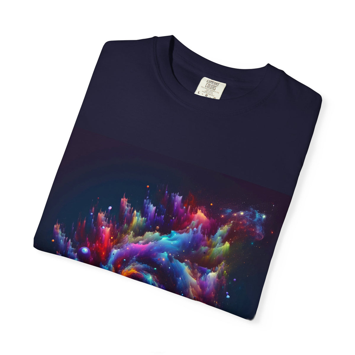 Cosmic Swirl Garment-Dyed T-Shirt – Vibrant Space Design for Sci-Fi Lovers