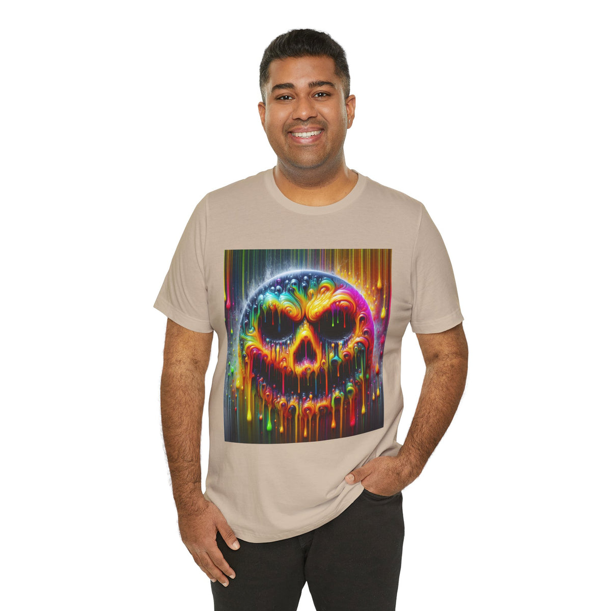 Psychedelic Skull Tee, Edgy Streetwear, Trendy Casual Wear