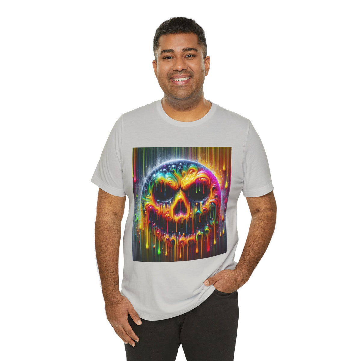 Psychedelic Skull Tee, Edgy Streetwear, Trendy Casual Wear