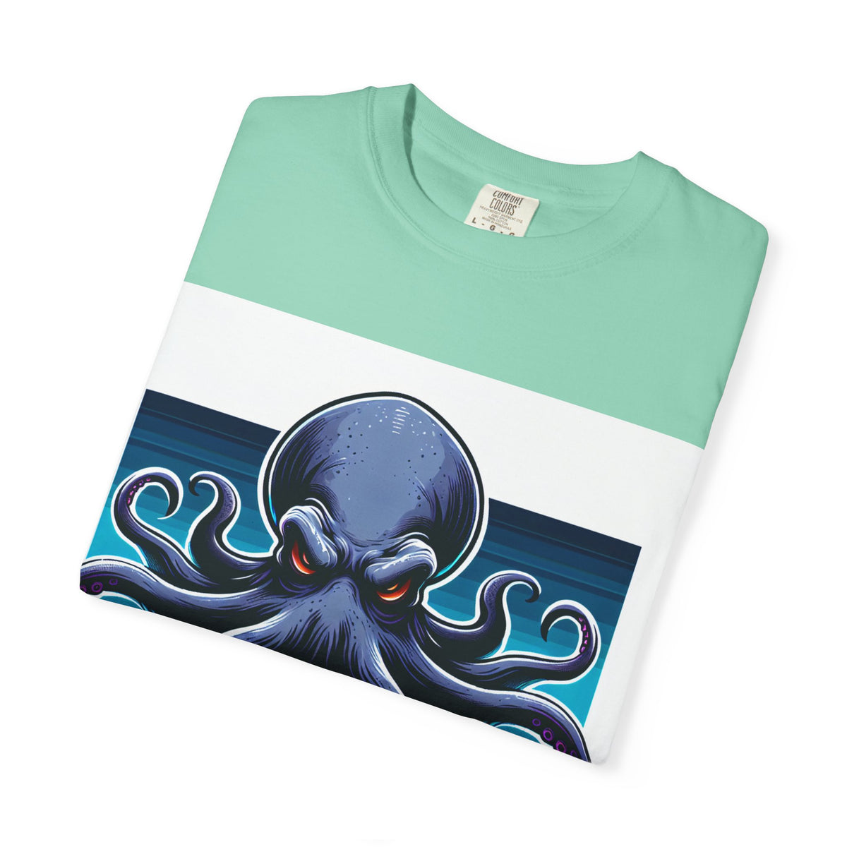 Ocean-Inspired Unisex Garment-Dyed T-Shirt with Octopus Design