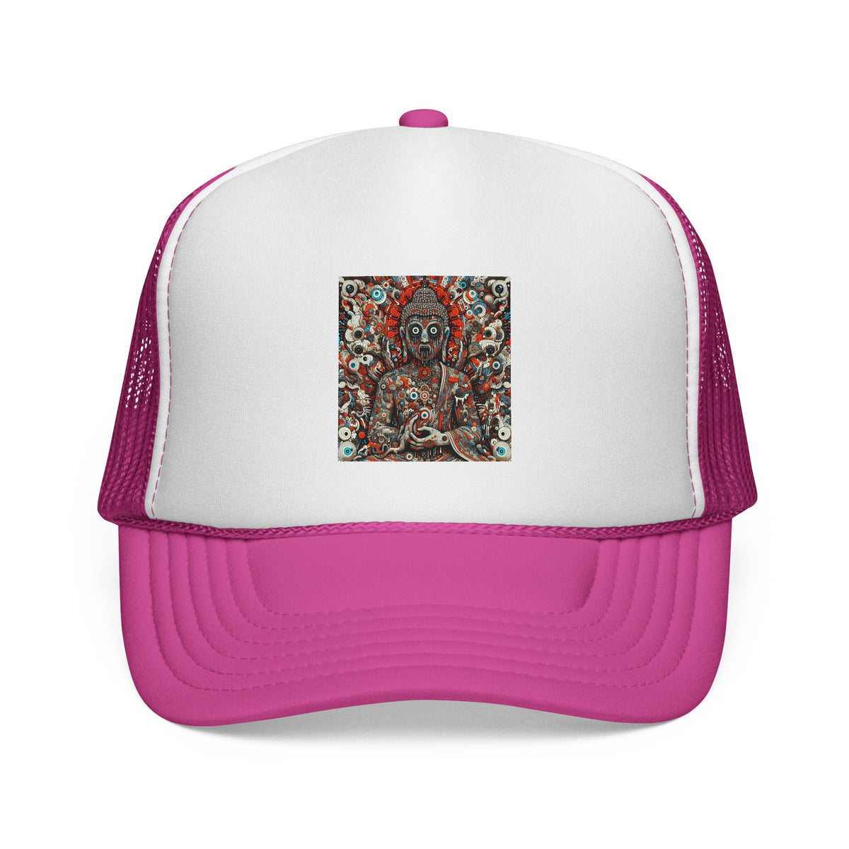 Buddha Art Trucker Cap - Boho Style Hat, Gift for Him/Her, Casual Headwear, Festival Accessory, Spiritual Apparel