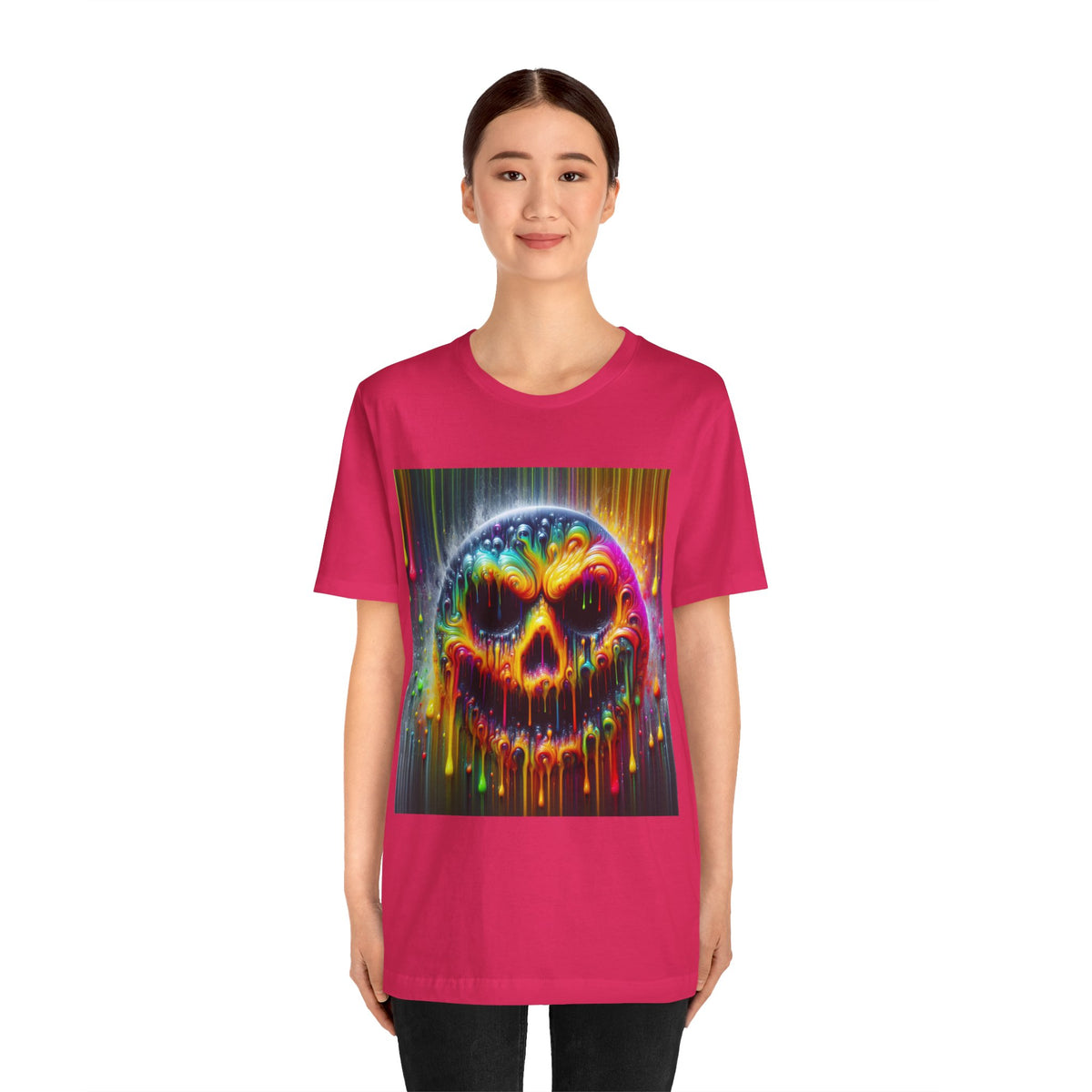 Psychedelic Skull Tee, Edgy Streetwear, Trendy Casual Wear