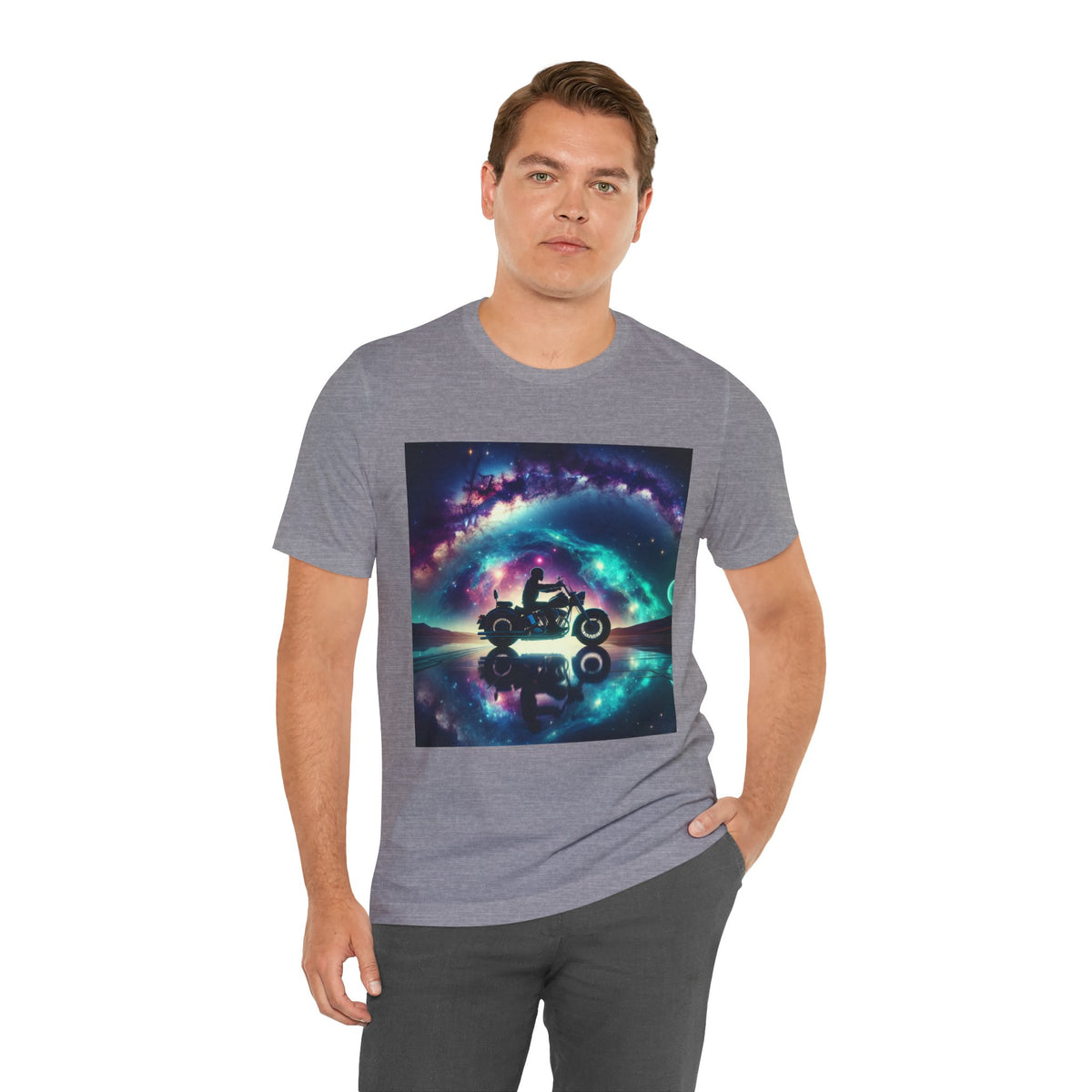 Galactic Biker Tee: Cosmic Shirt, Trendy Apparel