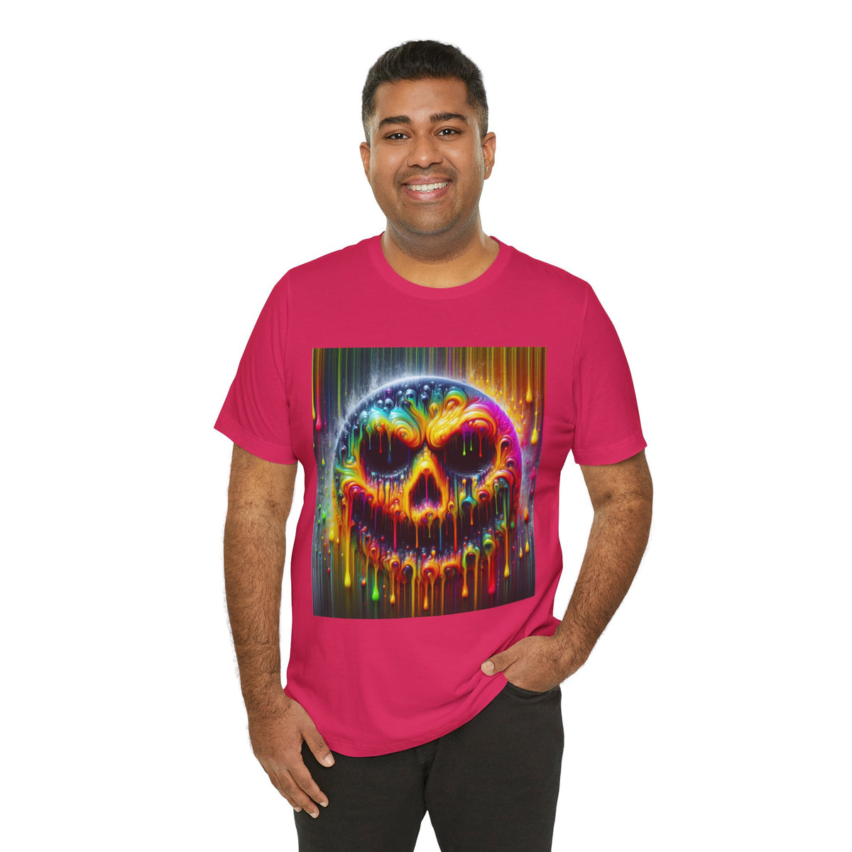 Psychedelic Skull Tee, Edgy Streetwear, Trendy Casual Wear
