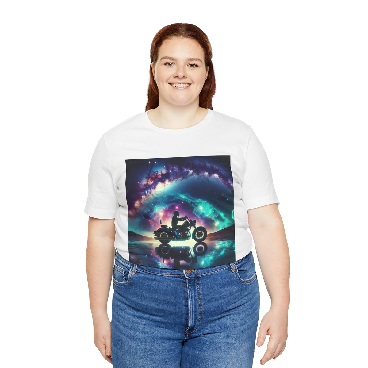 Galactic Biker Tee: Cosmic Shirt, Trendy Apparel