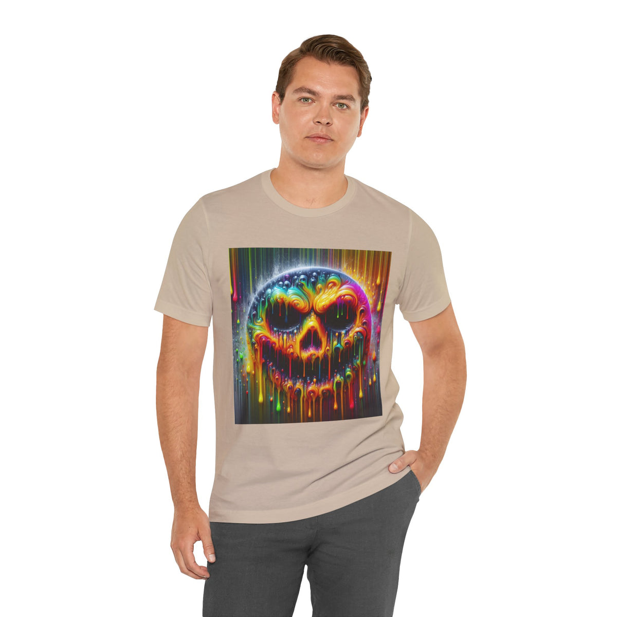 Psychedelic Skull Tee, Edgy Streetwear, Trendy Casual Wear