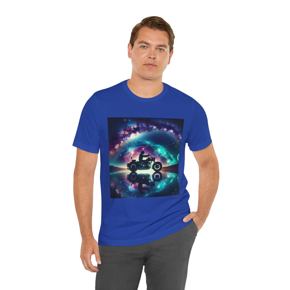 Galactic Biker Tee: Cosmic Shirt, Trendy Apparel