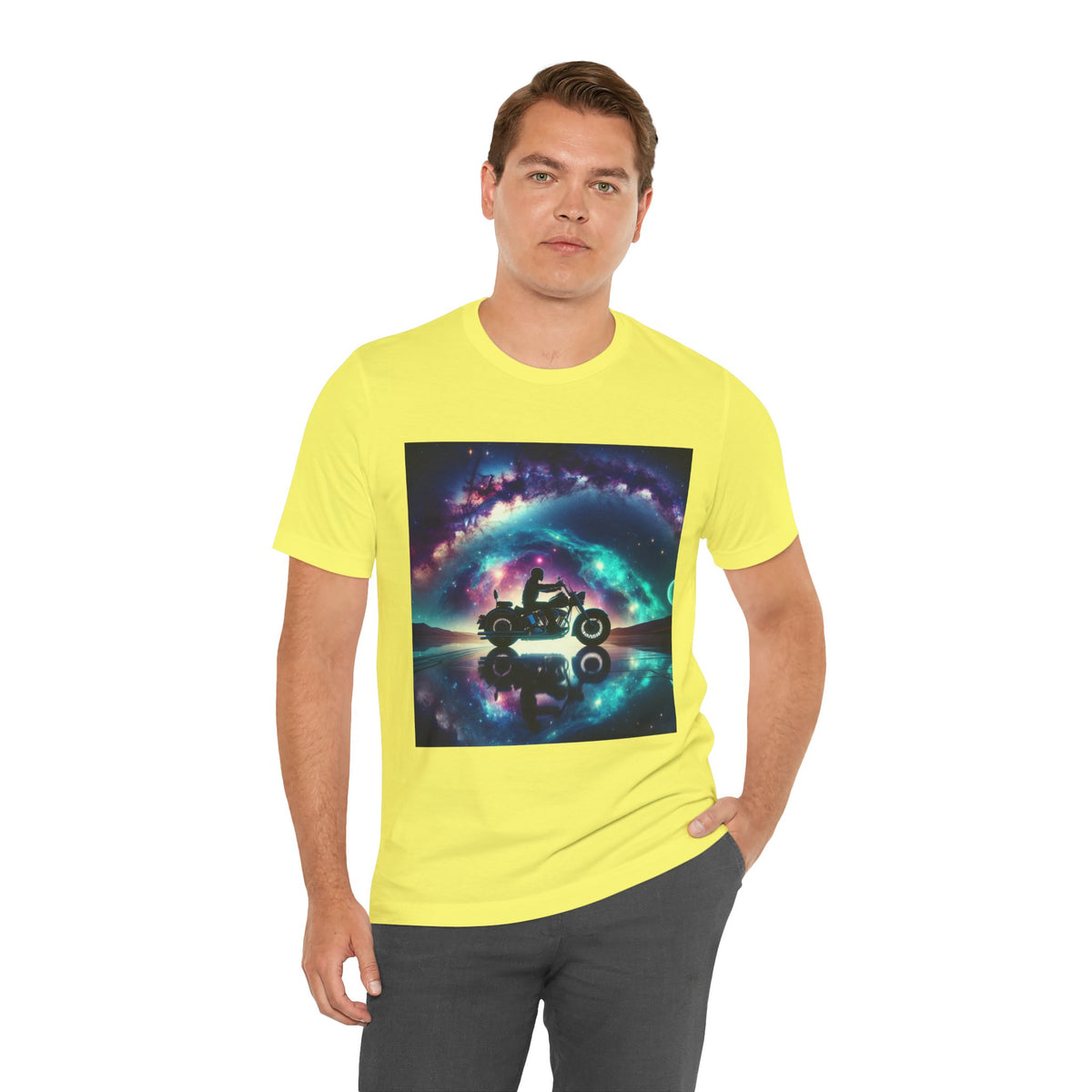 Galactic Biker Tee: Cosmic Shirt, Trendy Apparel