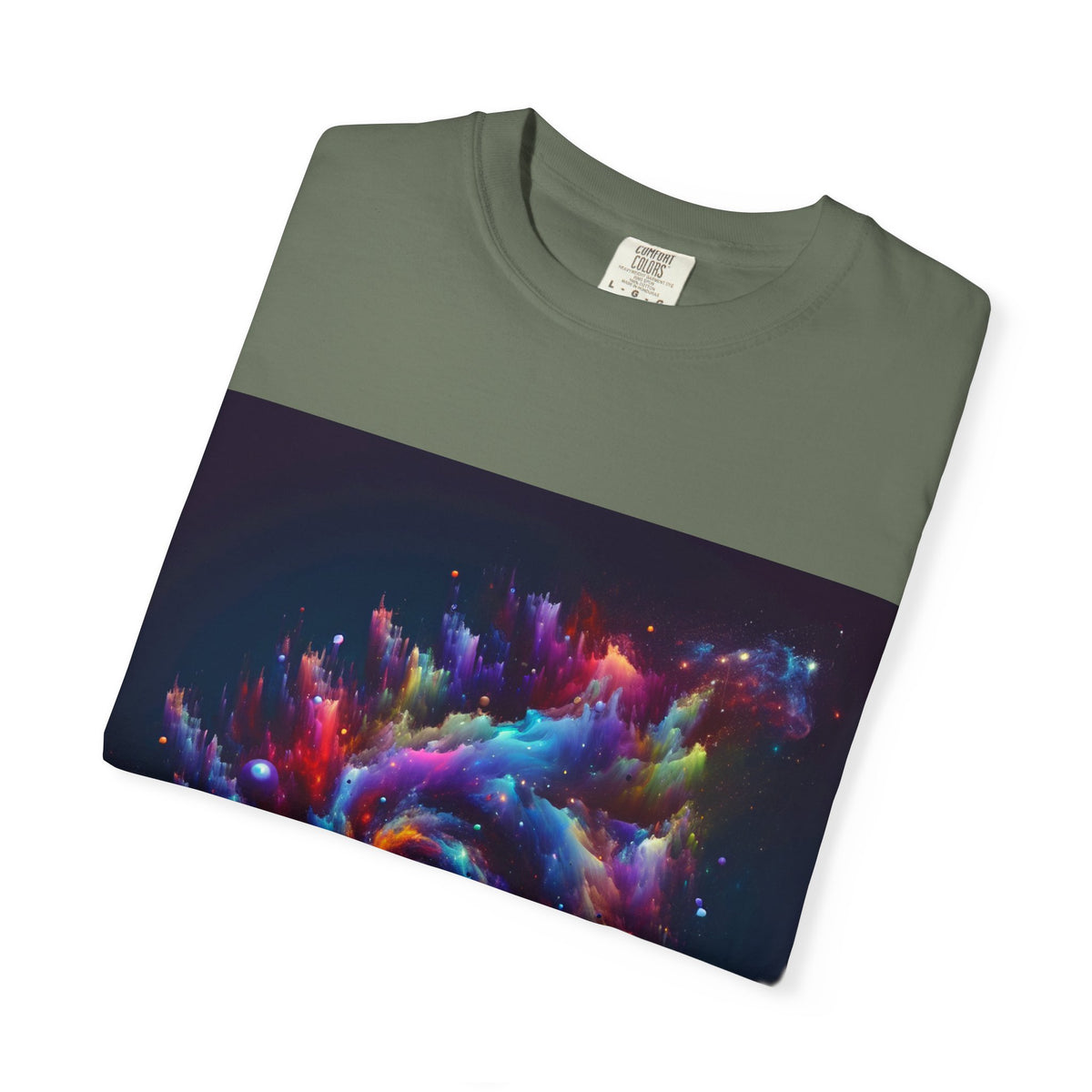 Cosmic Swirl Garment-Dyed T-Shirt – Vibrant Space Design for Sci-Fi Lovers