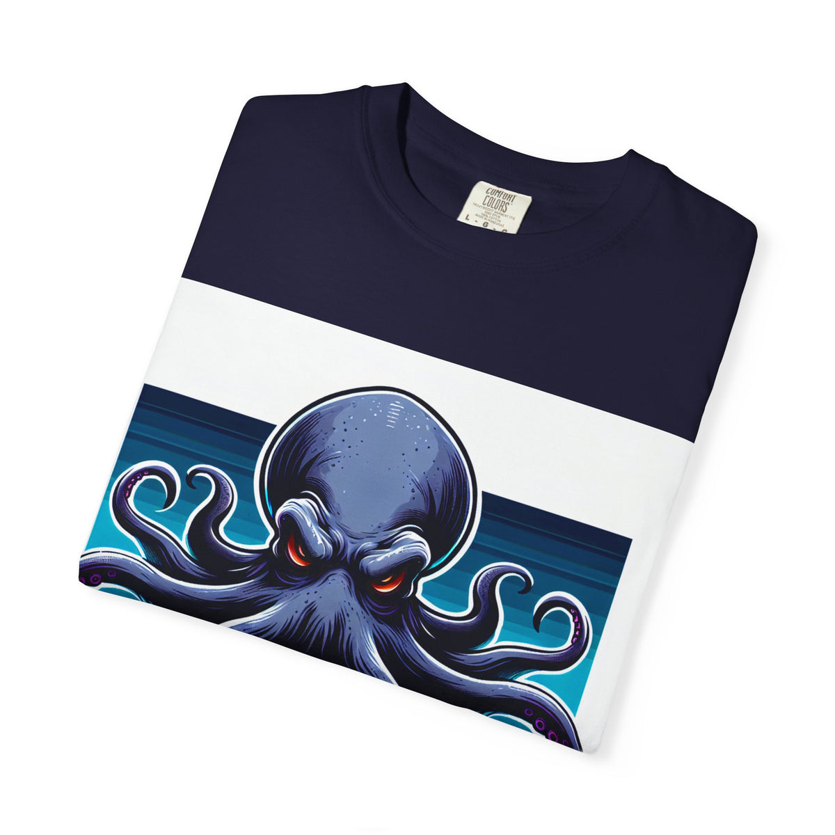Ocean-Inspired Unisex Garment-Dyed T-Shirt with Octopus Design