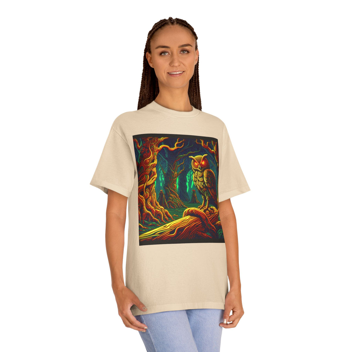 Vibrant Owl Tee - Artful Forest Design