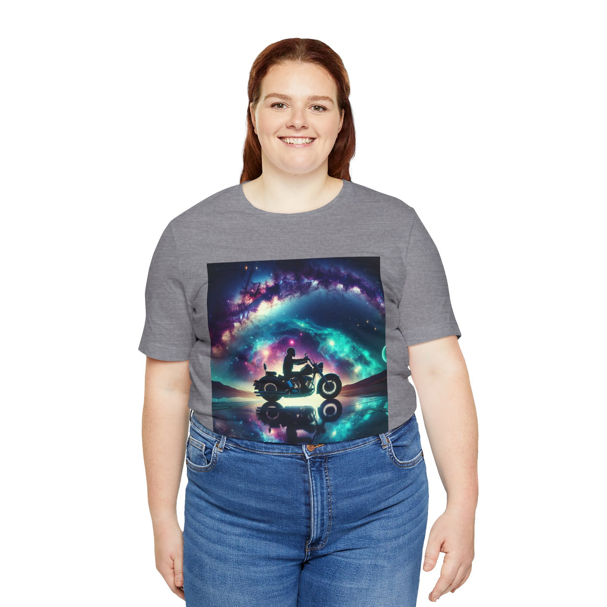 Galactic Biker Tee: Cosmic Shirt, Trendy Apparel